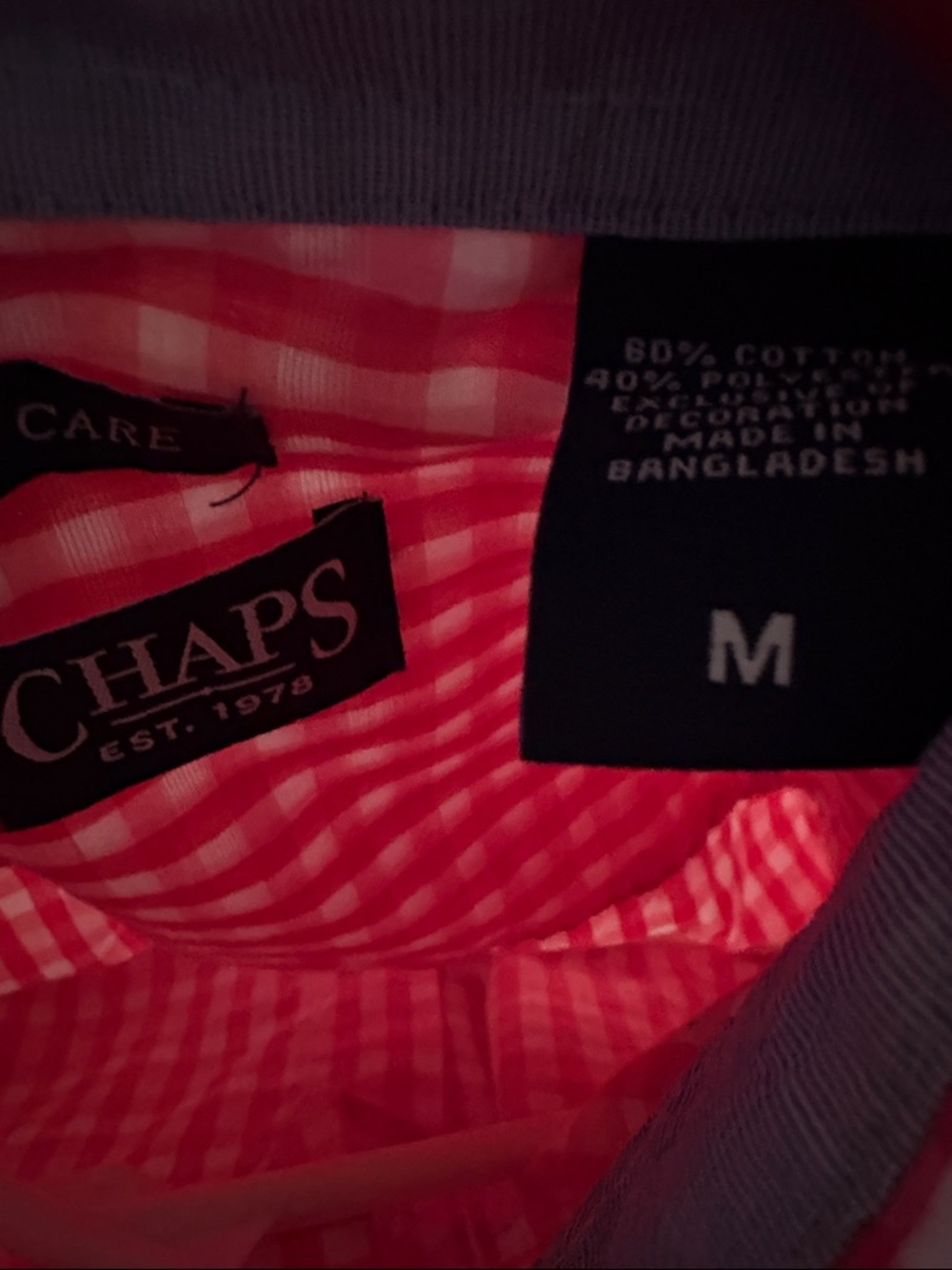 Chaps Red Pink and White Gingham Button-Down Shirt - Picture 2 of 5